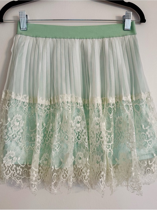 qurio Dresses & Skirts - Pleated Mint Lace A-Line Skirt